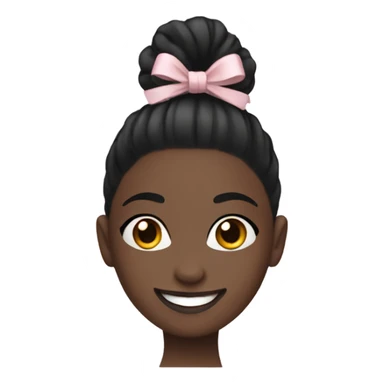 black ballerina with black bun and smile sticker