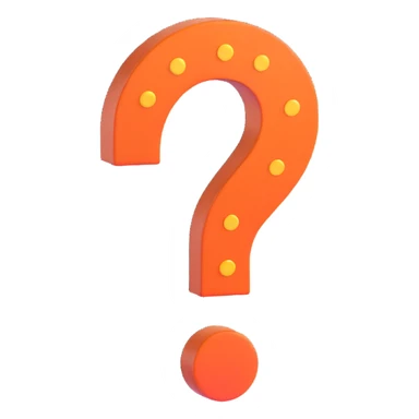 3D emoji style, general form question mark icon with dot below, three-dimensional and clean look sticker