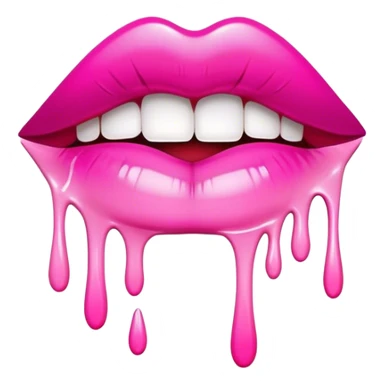hot pink ombre glossy lips with white paint dripping  sticker