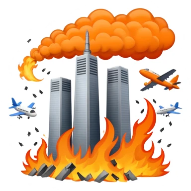 Twin towers being hit by plane  sticker