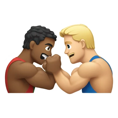 Two men armwresting, One is a moroccan young man et One a blond me sticker
