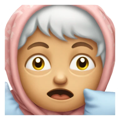 Angry baby looking at sleeping grandma sticker
