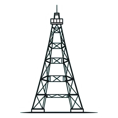 Oil derrick tower, minimalist design with soft gradients in sky blue, teal green, white, and light gray sticker