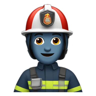 fireman with French helmet sticker