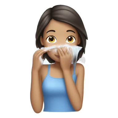 brunette girl washing her face sticker