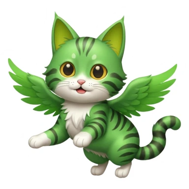chat volant vert la droite sticker