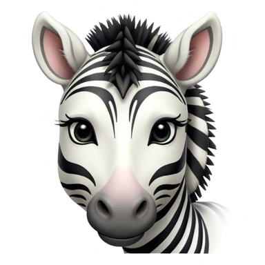 Cinematic Noble Zebra Portrait Emoji, Poised and regal, with a lean, elegant build and a striking Fur of bold black and white stripes, deep-set soulful piercing eyes, Simplified yet sharp and sophisticated features, highly detailed, glowing with a soft, dignified glow, high shine, intelligent and graceful, stylized with an air of savannah chic, focused and attentive, soft glowing outline, capturing the essence of a watchful and confident equine, so majestic it feels as though it could gallop out of the screen with effortless authority! sticker
