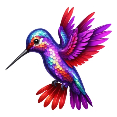 hummingbird with red and purple with glitter sticker