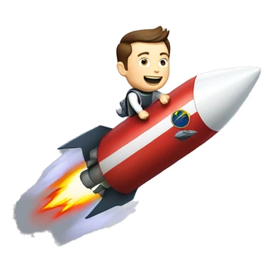 Elon Musk riding on top of a flying space rocket sticker