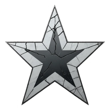 Minimalist emoji-style sticker of a cracked Walk of Fame star with a faint claw mark coming from below, grayscale and ash tones


 sticker