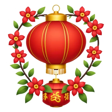 cute chinese red lantern with flowers sticker