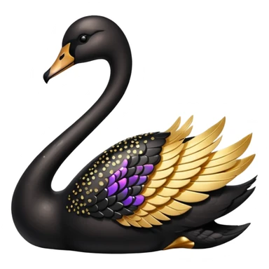 Shining black swan with gold sparkling details  sticker