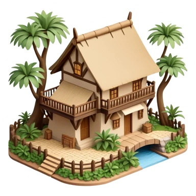 Isometric exterior Walt Disney World Animal Kingdom safari resort, dollhouse style 3D realistic  sticker