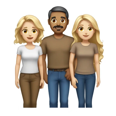 5 person European Family together consisting of 1 dad with dark hair, 1 mother with light brown hair. And 3 sisters all with blonde hair. 3 of them has brown eyes the other 2 has blue eyes. sticker