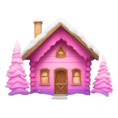 Pink ombre snow cabin with glitter  sticker