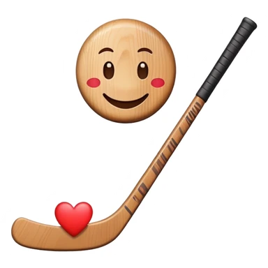 Hockey stick with a smile and heart  sticker