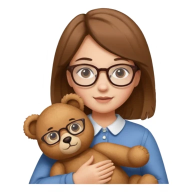 girl glasses and teddy  sticker