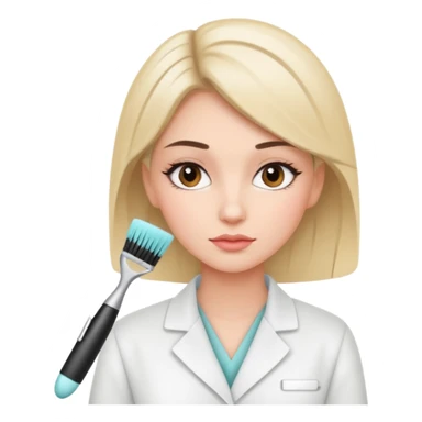 girl cosmetologist, thoughtful expression, soft colors, beauty clinic vibe sticker