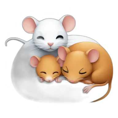 two ginger rats, two black rats and one white rat are sleeping together sticker