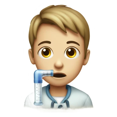 Sick child with thermometer in his mouth sticker