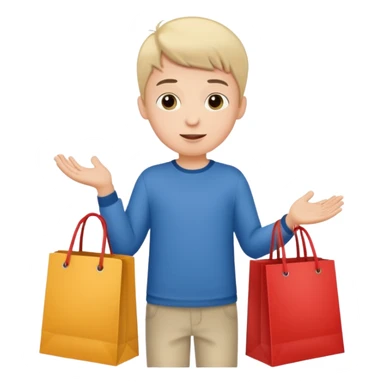 Boy going to the store for shopping, cartoon illustration, white background sticker