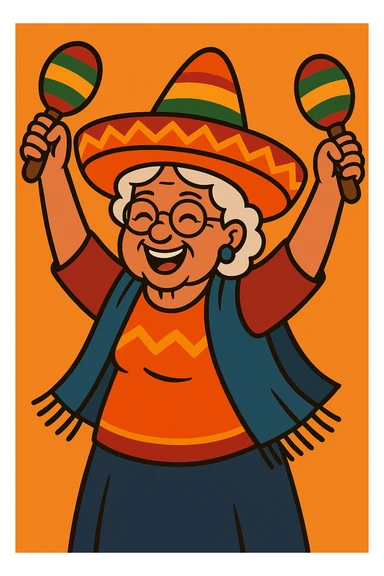 Place maracas in each hand, keep the festive mood and vibrant colors, celebratory and joyful style. sticker
