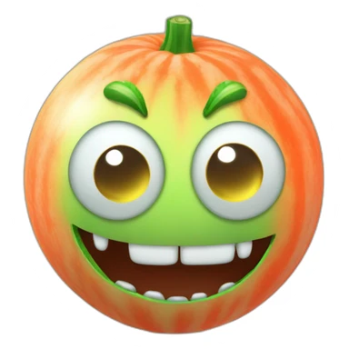 3d sphere with a cartoon beautiful melon Slime skin texture with beautiful eyes sticker