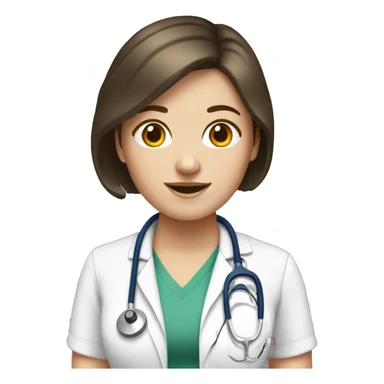 White girl with brunette short hair with stethoscope sticker