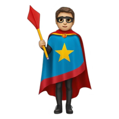 superhero pencil wearing a spain flag as a cape sticker