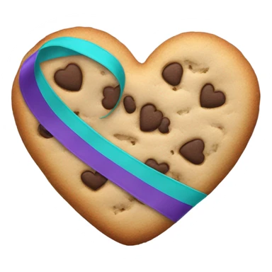 Cookie heart with purple teal awareness ribbon loop sticker