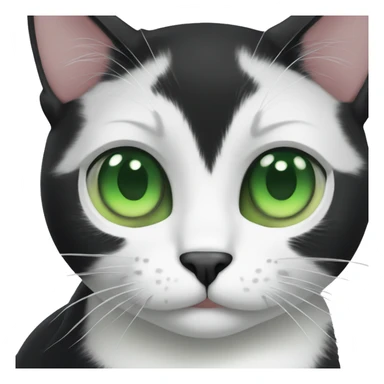 black and white cat with green eyes sticker