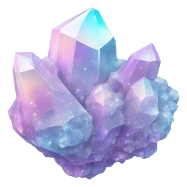 Pastel iridescent nebula crystal cluster multiple long crystals  sticker