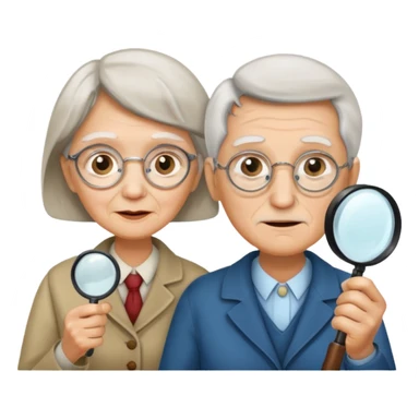 Explorer old woman Man with magnifying glass sticker