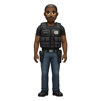 black man standing full body with stab vest  sticker