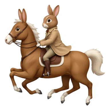 Exciting rabbit galloping on the back of 4 legs horse sticker