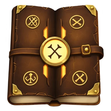 Spell Book – Old leather book with glowing runes and bookmarks sticker