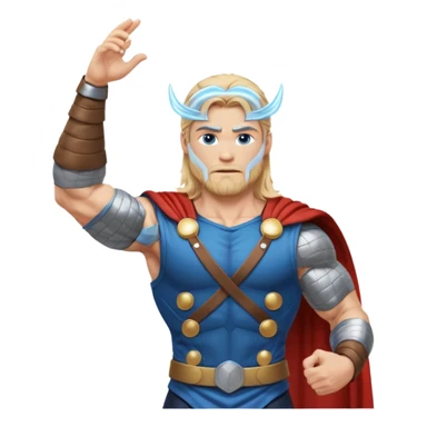 The hero Thor proudly holds the balance of justice in his raised hand. sticker