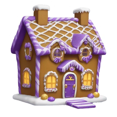 Purple and gold gingerbread house sticker
