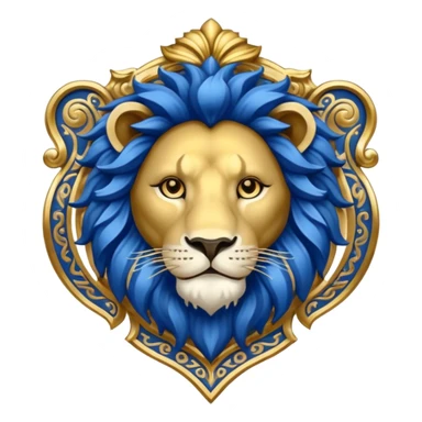 lion emblem with blue white and gold color sticker