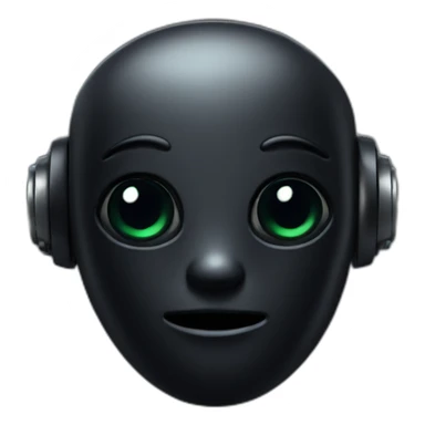 cute matte black robot face sticker