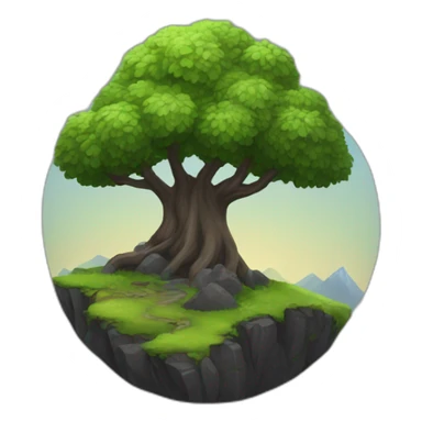 montagne noir avec un peu d'arbre avec un arc-en-ciel sticker