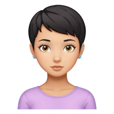 tan girl black hair pixie cut cute pastel colors skin care sticker