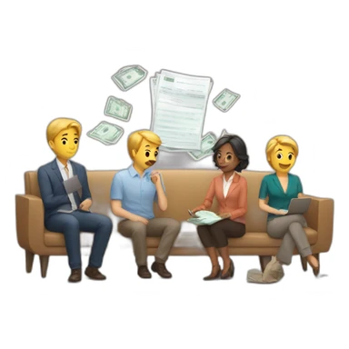 A group of people analyzing their personal finances sticker