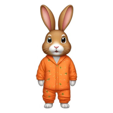 cute brown aesthetic rabbit dressed with carrots printed on his pajamas sticker