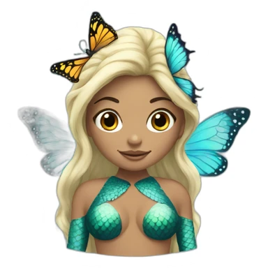 mermaid of butteryfly, half human female and butterfly sticker