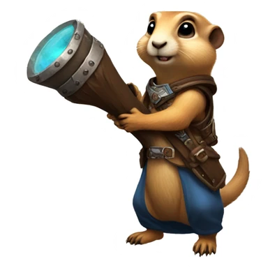 Prairie dog from World of Warcraft holding abazooka bigger than him sticker