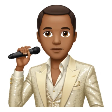 Freddie Jackson, R&B Singer with dark brown hair, ivory sequin outfit sticker