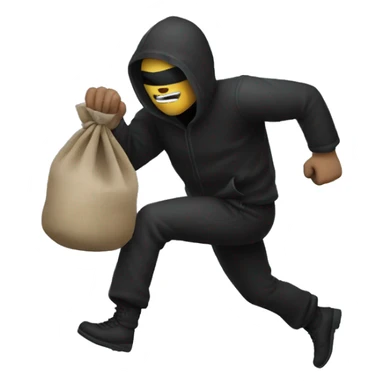 robber running to the left holding a black sack sticker