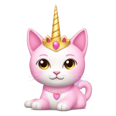 Pink princess-cat with unicorn horn sticker