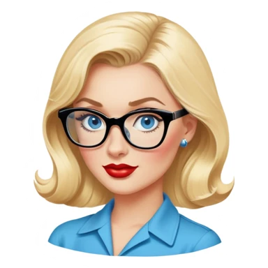 50's pin up,  blonde, black glasses and blue eyes  sticker